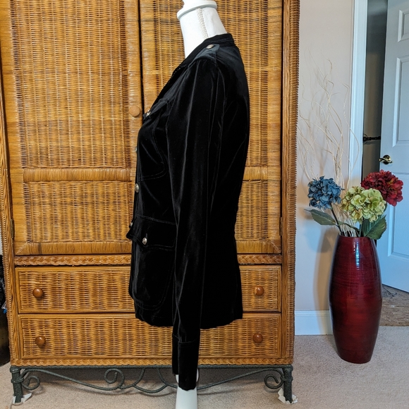 Ralph Lauren Black Label Black Velveteen Military Style Jacket SIZE 6 - Picture 5 of 8